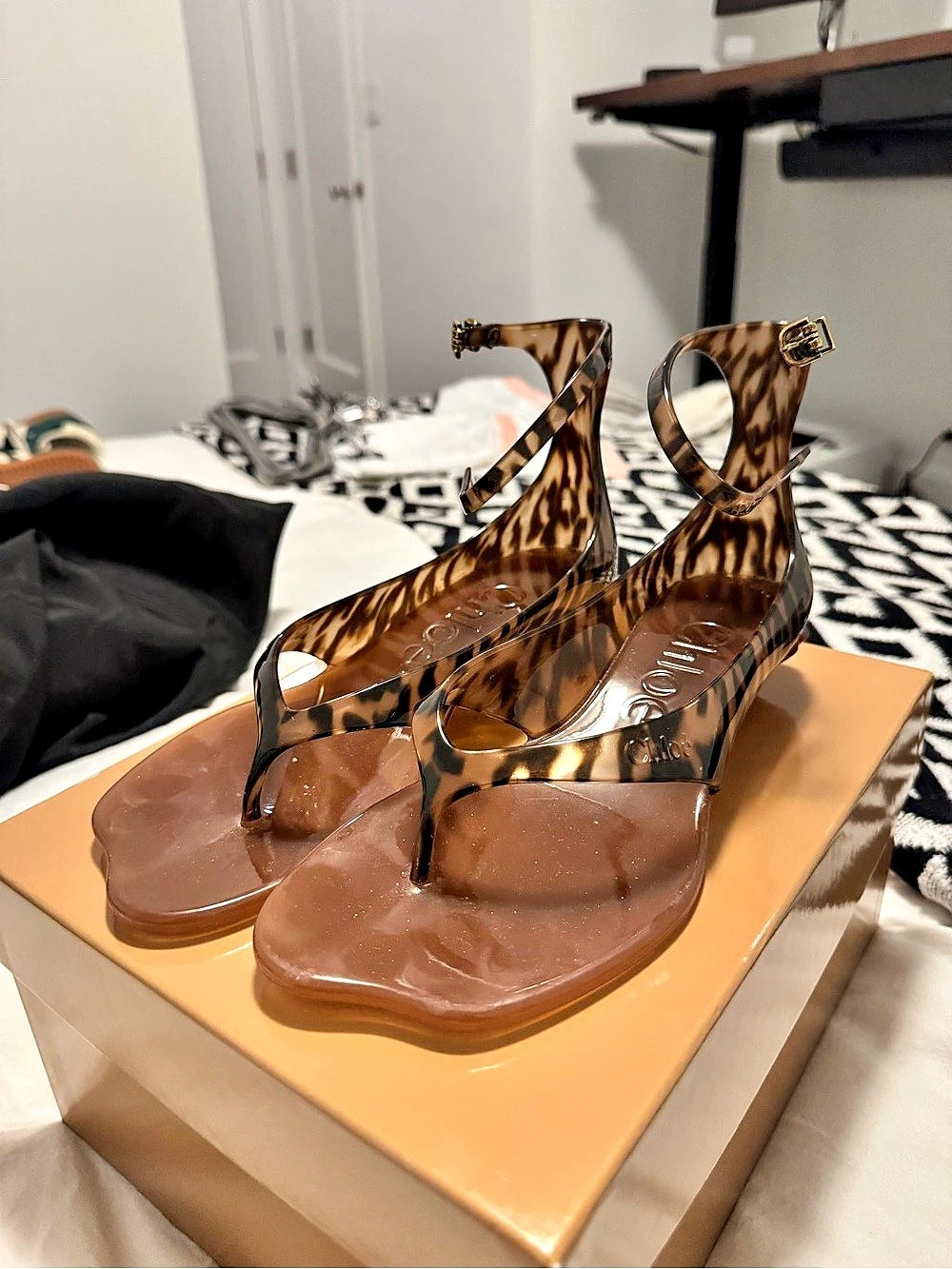 Chloé Lauren Animal Print Heeled Sandals EU 39
